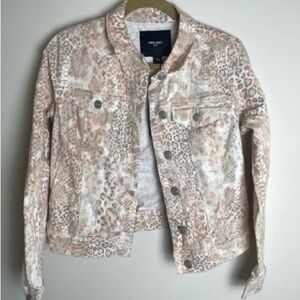 INC International Concepts Animal Print Jean Jacket - Cream and Tan